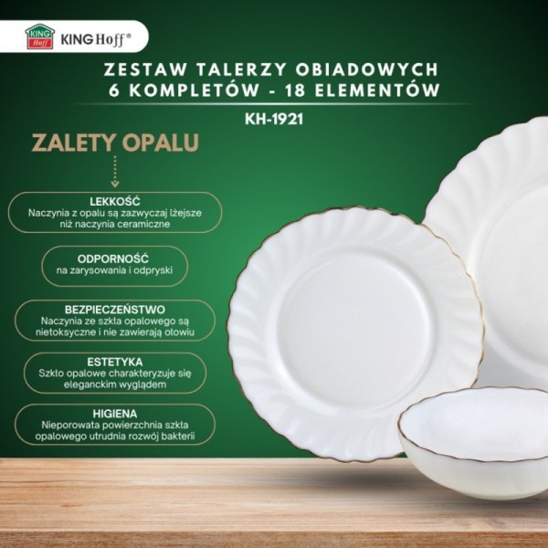 Serwis obiadowy Kinghoff KH-1921 Opal Marigold, 18 elementów, dla 6 osób