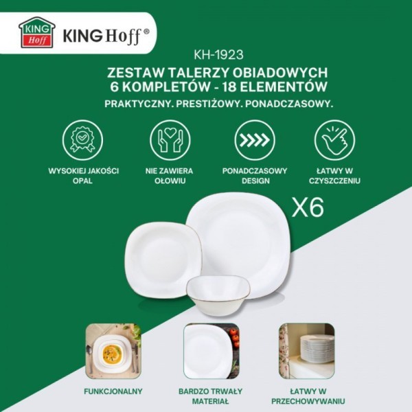 Сервіз, KingHoff, Topaz KH-1923 — для обідів на 6 осіб, 18 елементів