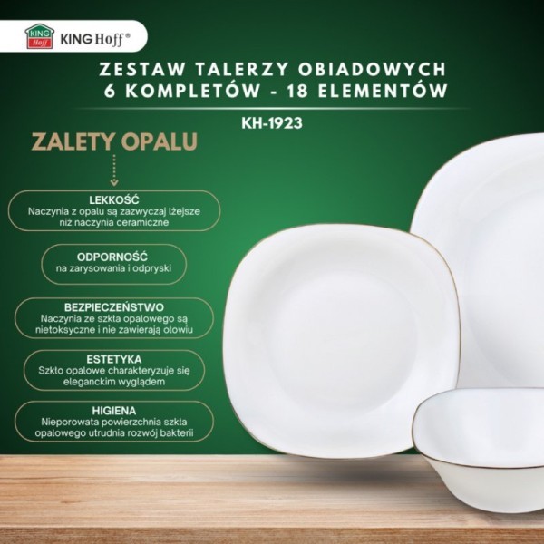 Сервіз, KingHoff, Topaz KH-1923 — для обідів на 6 осіб, 18 елементів