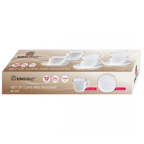 Сервіз кавовий, KingHoff Opal KH-1930, 6 чашок зі блюдцями — для подачі кави гостям