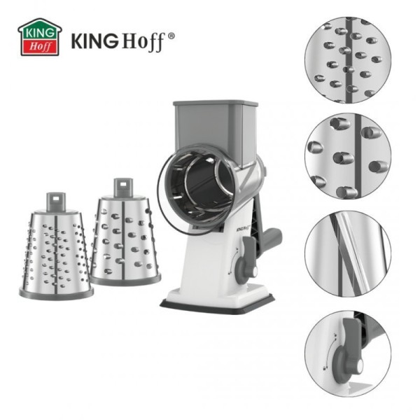 Барабанна терка, Kinghoff KH-1959, для овочів і сиру, ручна насадка для нарізки