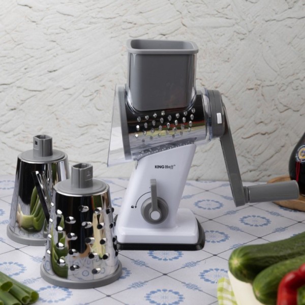 Барабанна терка, Kinghoff KH-1959, для овочів і сиру, ручна насадка для нарізки