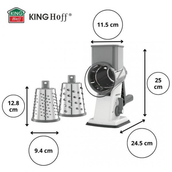 Барабанна терка, Kinghoff KH-1959, для овочів і сиру, ручна насадка для нарізки