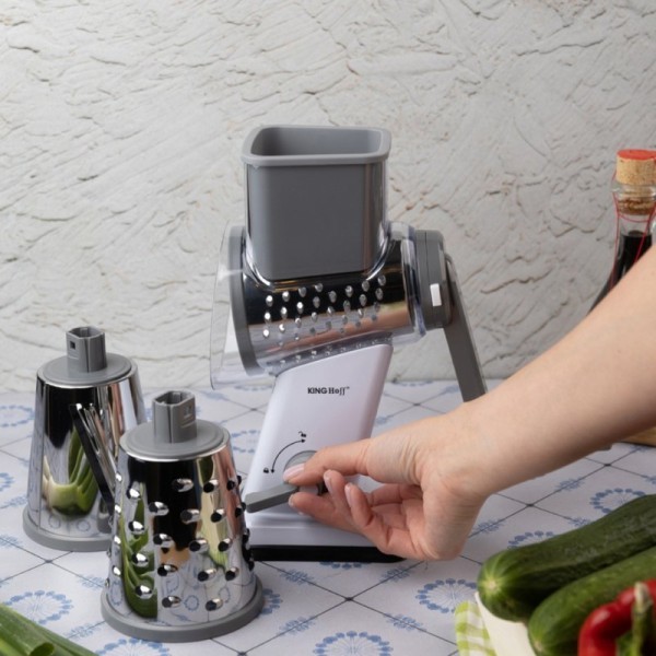 Барабанна терка, Kinghoff KH-1959, для овочів і сиру, ручна насадка для нарізки