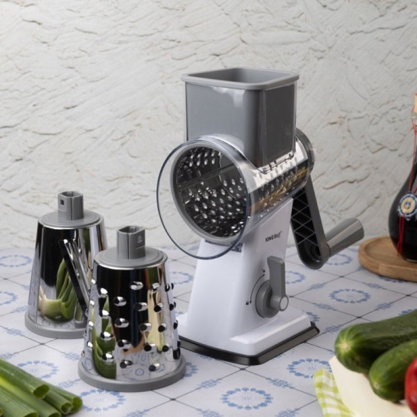 Барабанна терка, Kinghoff KH-1959, для овочів і сиру, ручна насадка для нарізки