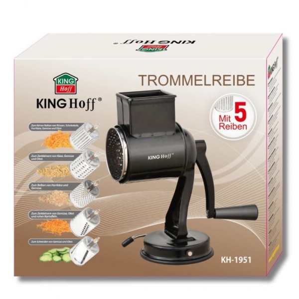 Терка-терочник, KingHoff KH-1951 — барабанна для тертя овочів, горіхів, сиру, для приготування салатів та страв