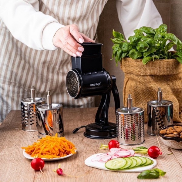 Терка-терочник, KingHoff KH-1951 — барабанна для тертя овочів, горіхів, сиру, для приготування салатів та страв