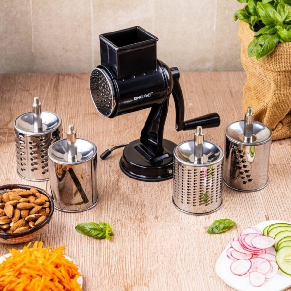 Терка-терочник, KingHoff KH-1951 — барабанна для тертя овочів, горіхів, сиру, для приготування салатів та страв