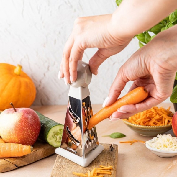 Терка кухонна Kinghoff KH-1987, трьохстороння — для натирання сиру, овочів, цитрусів