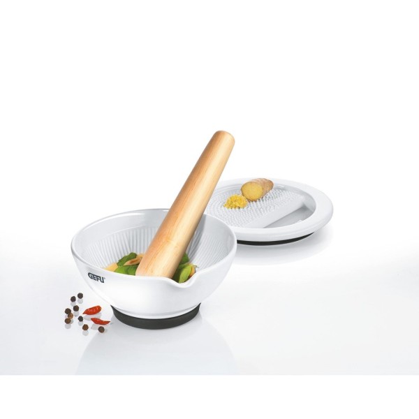 Moździerz kuchenny GEFU SURI ceramiczny z tarką do przypraw