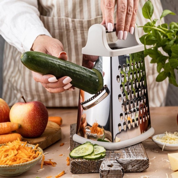 Терка кухонна Kinghoff KH-1990, чотиристороння — для нарізки овочів та сиру