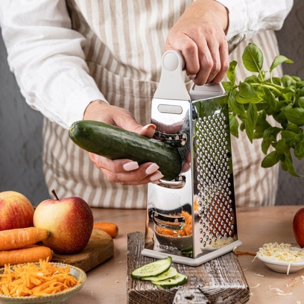 Терка кухонна Kinghoff KH-1989, 4 сторони — для натирання овочів, сиру, цитрусів