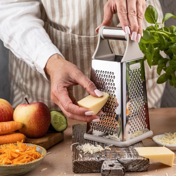 Терка Kinghoff KH-1992, чотиристороння для овочів і сиру, кухонний інструмент