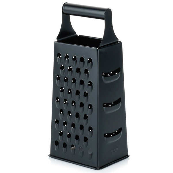 Терка кухонна Excellent Houseware 4-стороння 25 см, сталева чорна — для овочів, сиру, картоплі, фруктів