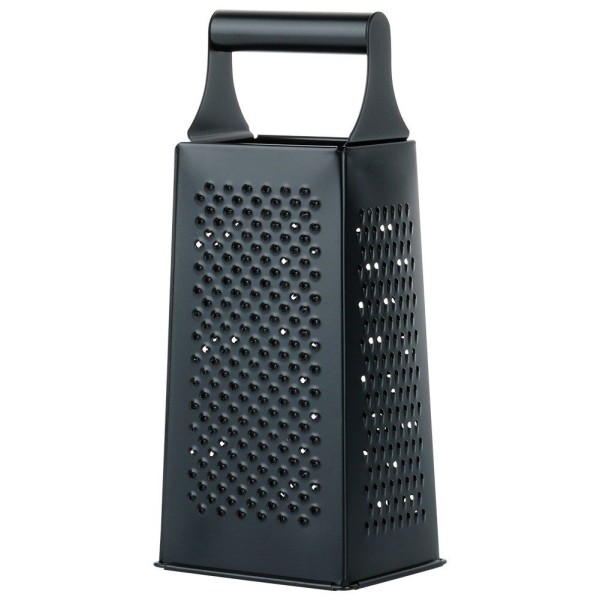 Терка кухонна Excellent Houseware 4-стороння 25 см, сталева чорна — для овочів, сиру, картоплі, фруктів