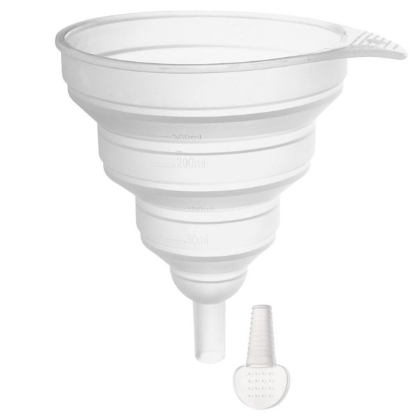 LEJEK KUCHENNY SILIKONOWY SKŁADANY 12CM Z MIARKĄ DO SŁOIKÓW BUTELEK BIAŁY KEMP ORION 120454