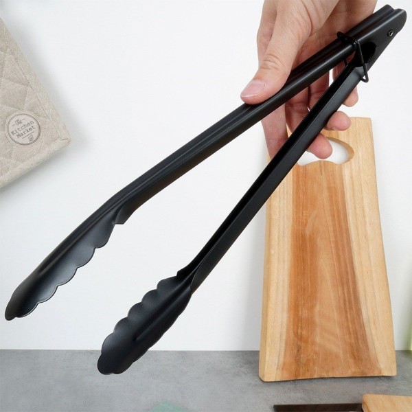 Кухонні щипці, EXCELLENT HOUSEWARE 259716, 31 см, сталь чорна — для перевертання й сервірування