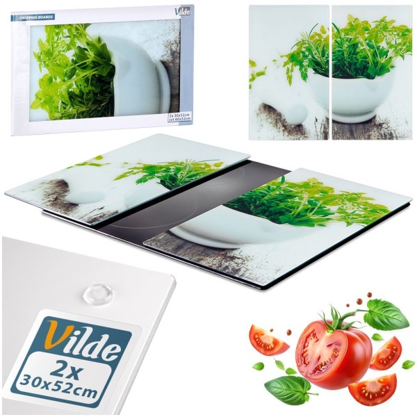 Доска для нарізки та захист плити, VILDE 259679, скляна 60×52 см (кухонна)