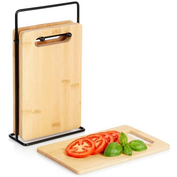 ZESTAW 4 BAMBUSOWYCH DESEK KUCHENNYCH 22x14cm W STOJAKU 259441