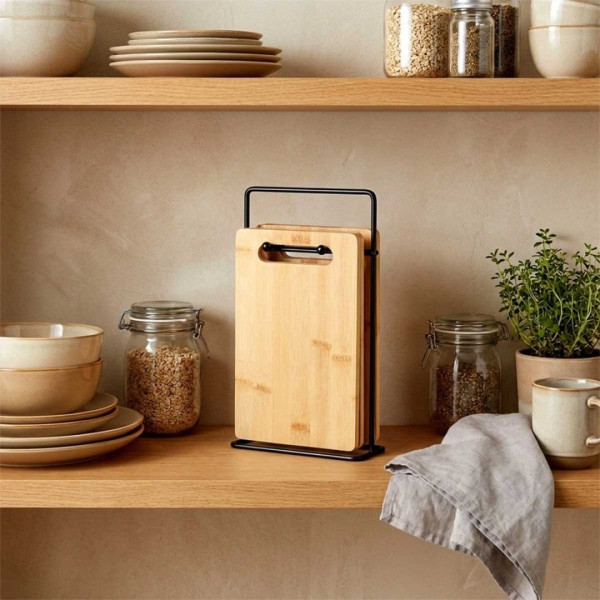 ZESTAW 4 BAMBUSOWYCH DESEK KUCHENNYCH 22x14cm W STOJAKU 259441