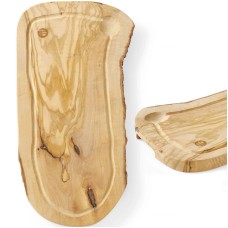 Deska do krojenia i serwowania Hendi 505212 drewno oliwne z rowkiem 400x250x18 mm