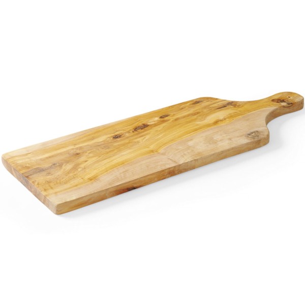 Deska do krojenia Hendi 505267 z drewna oliwnego 600x200x18 mm z uchwytem do serwowania