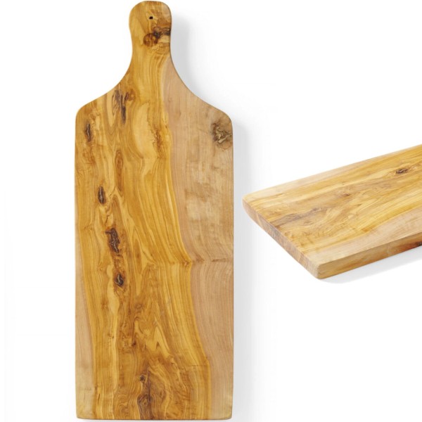 Deska do krojenia Hendi 505267 z drewna oliwnego 600x200x18 mm z uchwytem do serwowania