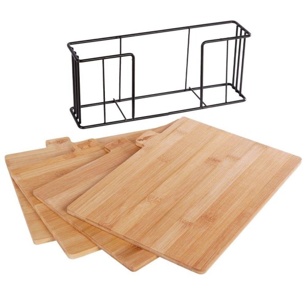 Дошки для нарізання, ZESTAW, 4 бамбукові дошки у вертикальному стояку (кухня) Дошки для нарізання, ZESTAW, 4 бамбукові дошки у вертикальному стояку (кухня)