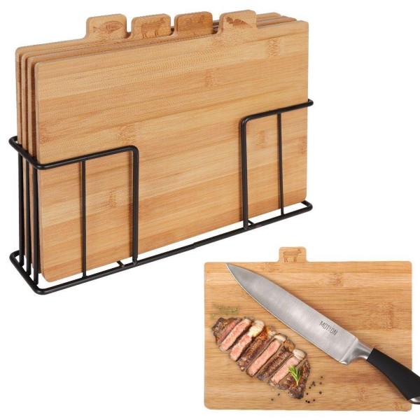 Дошки для нарізання, ZESTAW, 4 бамбукові дошки у вертикальному стояку (кухня) Дошки для нарізання, ZESTAW, 4 бамбукові дошки у вертикальному стояку (кухня)