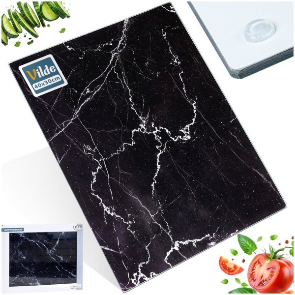 Дошка для нарізання, VILDE, szklana 40×30 см — кухонна дошка для сервірування та різання