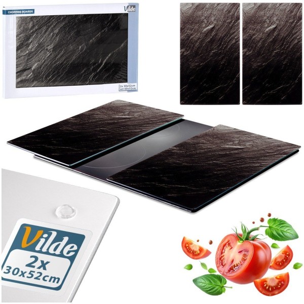 Доска для нарізки та захисна скляна панель, VILDE 60×52 см — для кухонної стінки/плити