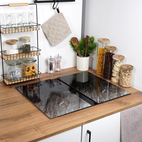 Доска для нарізки та захисна скляна панель, VILDE 60×52 см — для кухонної стінки/плити