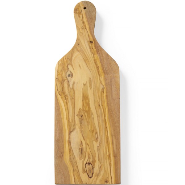 Deska do krojenia Hendi 505250 z drewna oliwnego 400x140x18 mm z uchwytem do serwowania