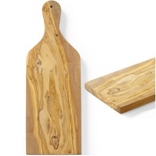 Deska do krojenia Hendi 505250 z drewna oliwnego 400x140x18 mm z uchwytem do serwowania