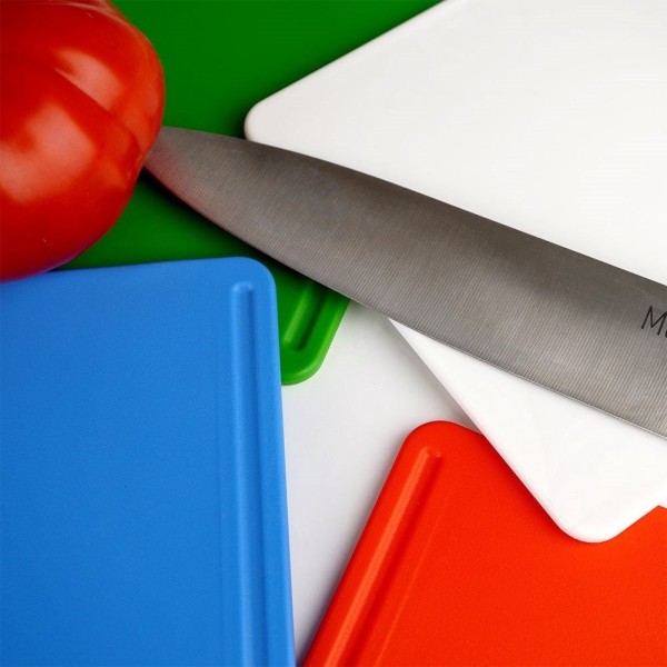 Deski do krojenia, EXCELLENT HOUSEWARE 259164 – plastikowe 20x15 cm, 4 szt. ze stojakiem