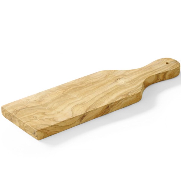 Deska do krojenia i serwowania Hendi 505243 z drewna oliwnego z uchwytem 350x120x18 mm
