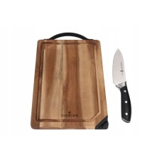 Deska do krojenia Zwierger Optima z akacjowego drewna z nożem i ostrzałką