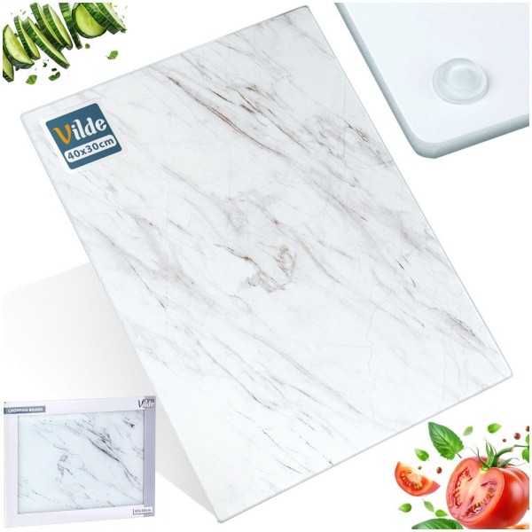 Дошка для нарізання, VILDE, szklana 40×30 см — кухонна для овочів і м’яса