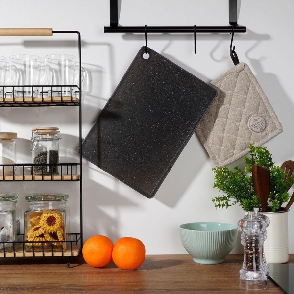 Дошка для нарізки, EXCELLENT HOUSEWARE, 33x23 см чорна пластиковa — кухонна для щоденного використання