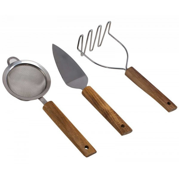ZESTAW PRZYBORÓW KUCHENNYCH HUSLA DREWNO 3 ELEMENTY