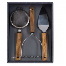 ZESTAW PRZYBORÓW KUCHENNYCH HUSLA DREWNO 3 ELEMENTY