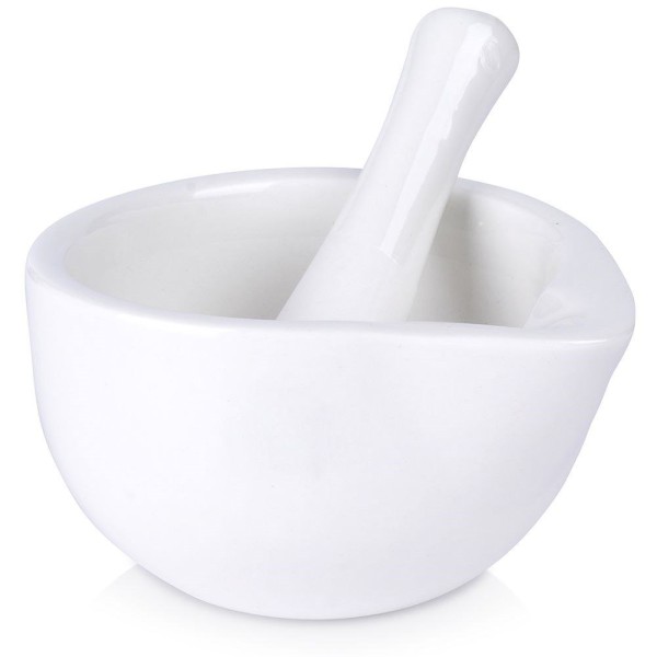 Мождар, Excellent Houseware, порцеляновий білий — для товчення спецій і трав (kuchenny)