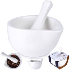 Мождар, Excellent Houseware, порцеляновий білий — для товчення спецій і трав (kuchenny)