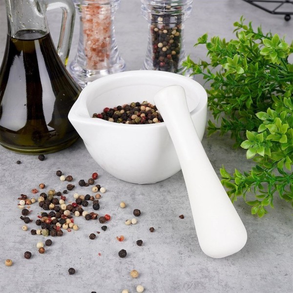 Мождар, Excellent Houseware, порцеляновий білий — для товчення спецій і трав (kuchenny)