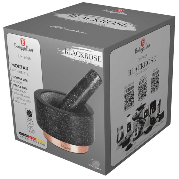Moździerz kuchenny Berlinger Haus BH-8608 Black Rose granitowy Ø14 cm do ziół i przypraw