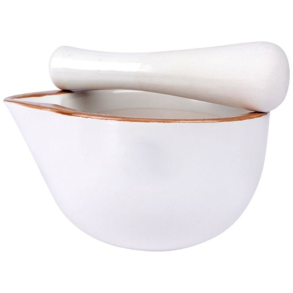 Moździerz kuchenny EXCELLENT HOUSEWARE 259320 — ceramiczny biały do przypraw i ziół