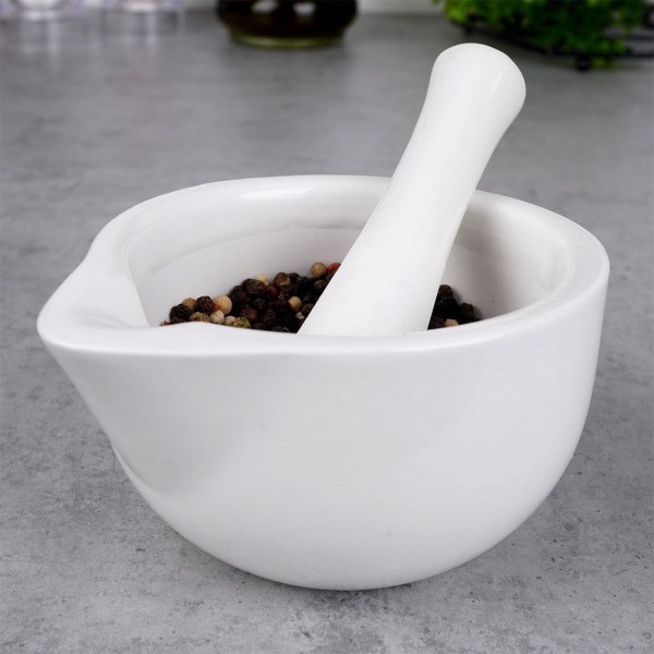 Модель: Moździerz, Brend: EXCELLENT HOUSEWARE — Моздер (порцеляновий) для товчення спецій, трав, ліків, білий 259318