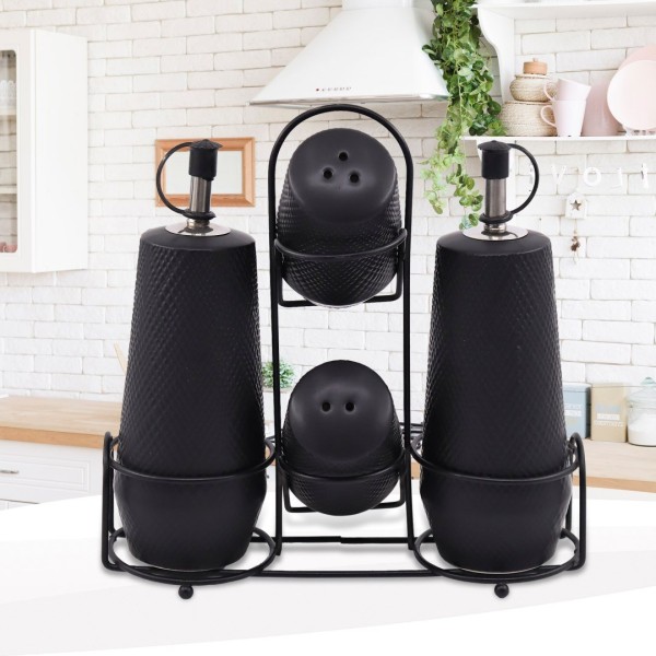 Набір для приправ, Maestro, ceramiczny zestaw do przypraw 5 ел. Black MR-20001-04S (кухня, стіл)