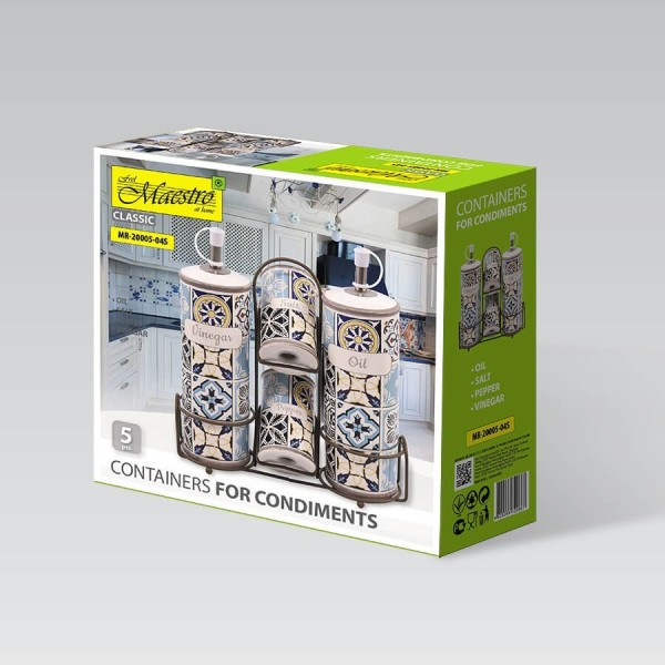Приправниці, Maestro, Holiday in Porto MR-20005-04S — керамічний набір 5 ел. для кухні/столу