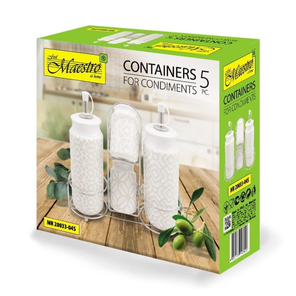 Посудина для спецій, Maestro MR-20033-04S, керамічний набір 5 ел. (для кухні, приправ)